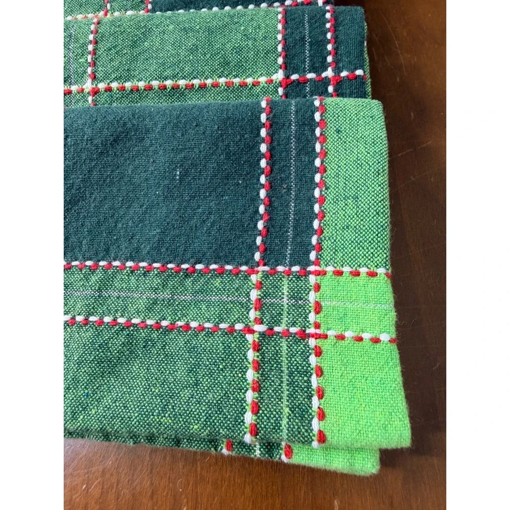 Green Plaid Napkins Christmas Set of‎ 6 Farmhouse Kitchen Cotton